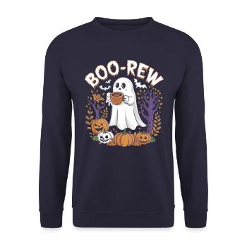Halloween Boo-Brew Ghosts and Pumpkins - Unisex Sweatshirt - navy - Front - Alina (178cm) & Michal (187cm)