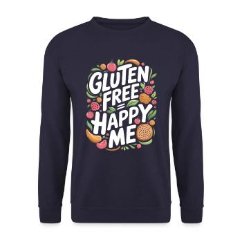 Gluten Free = Happy Me - Colorful Design - Unisex Sweatshirt - navy - Front - Alina (178cm) & Michal (187cm)