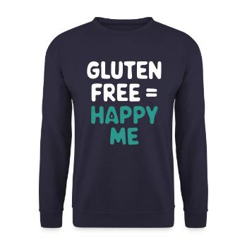 Sans gluten est synonyme de Happy Me - Sweat-shirt Unisexe - marine - Devant - Alina (178cm) & Michal (187cm)