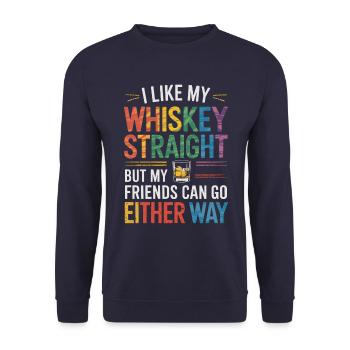 LGBTQ Ally Whiskey Pride Month Rainbow - Unisex Sweatshirt - navy - Front - Alina (178cm) & Michal (187cm)