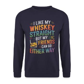 LGBTQ Ally Whiskey Straight - Unisex Pullover - Navy - Vorne - Alina (178cm) & Michal (187cm)