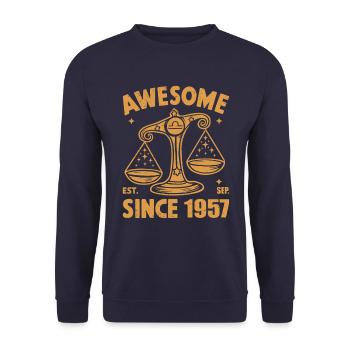 Awesome Since 1957 Libra Birthday - Unisex Sweatshirt - navy - Front - Alina (178cm) & Michal (187cm)
