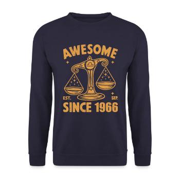 Awesome Since 1966 Libra Geburtstag - Unisex Pullover - Navy - Vorne - Alina (178cm) & Michal (187cm)