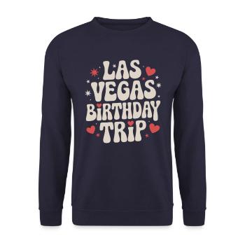 Las Vegas Birthday Trip Heart Design - Unisex Sweatshirt - navy - Front - Alina (178cm) & Michal (187cm)