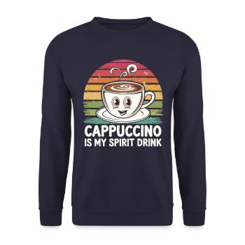Cappuccino Is My Spirit Drink Retro - Unisex Pullover - Navy - Vorne - Alina (178cm) & Michal (187cm)