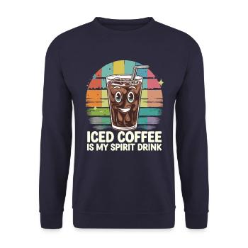 Iced Coffee Is My Spirit Drink - Unisex Pullover - Navy - Vorne - Alina (178cm) & Michal (187cm)