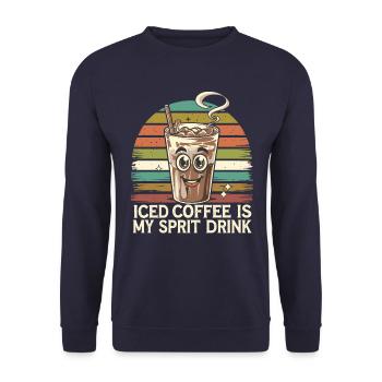 Iced Coffee Is My Sprit Drink Retro Vintage - Unisex Pullover - Navy - Vorne - Alina (178cm) & Michal (187cm)