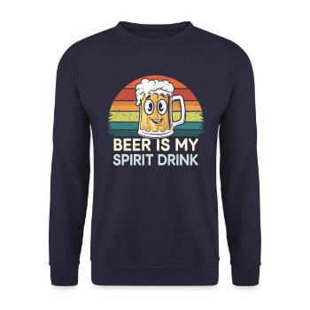 Bier Ist Mein Spirituosengetränk Retro - Unisex Pullover - Navy - Vorne - Alina (178cm) & Michal (187cm)