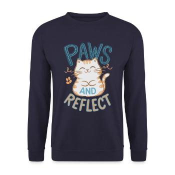 Paws and Reflection Yoga Meditation Cat - Unisex Sweatshirt - navy - Front - Alina (178cm) & Michal (187cm)