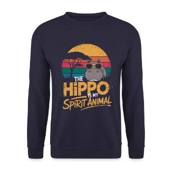 The hippopotamus is my spiritual companion - Unisex Sweatshirt - navy - Front - Alina (178cm) & Michal (187cm)