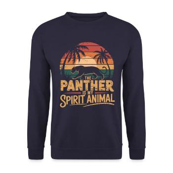La panthère est mon animal de pouvoir - Style rétro - Sweat-shirt Unisexe - marine - Devant - Alina (178cm) & Michal (187cm)