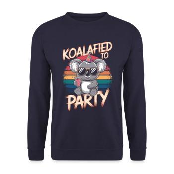 Koalafied To Party: Funny Koala with - Unisex Sweatshirt - navy - Front - Alina (178cm) & Michal (187cm)