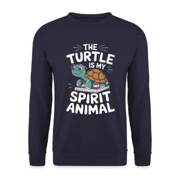 Schildkröte The Turtle Is My Spirit Animal - Unisex Sweatshirt - navy - Front - Alina (178cm) & Michal (187cm)