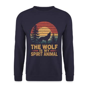 Wolf The Wolf Is My Spirit Animal - Unisex Sweatshirt - navy - Front - Alina (178cm) & Michal (187cm)