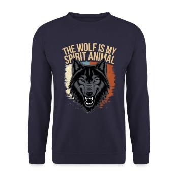 Wolf The Wolf Is My Spirit Animal - Unisex Sweatshirt - navy - Front - Alina (178cm) & Michal (187cm)