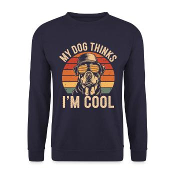 Rottweiler My dog thinks I'm cool - Unisex Sweatshirt - navy - Front - Alina (178cm) & Michal (187cm)