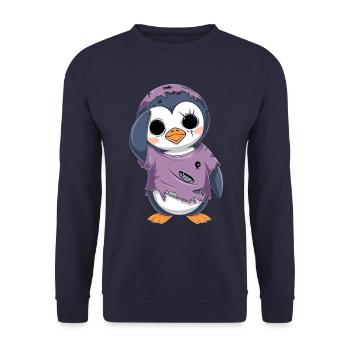 Pingouin Zombie Halloween Effrayant Mignon - Sweat-shirt Unisexe - marine - Devant - Alina (178cm) & Michal (187cm)