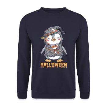 Pingouin Zombie Halloween Costume Mignon - Sweat-shirt Unisexe - marine - Devant - Alina (178cm) & Michal (187cm)