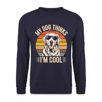 Golden Retriever Mon chien pense que je suis cool - Sweat-shirt Unisexe - marine - Devant - Alina (178cm) & Michal (187cm)