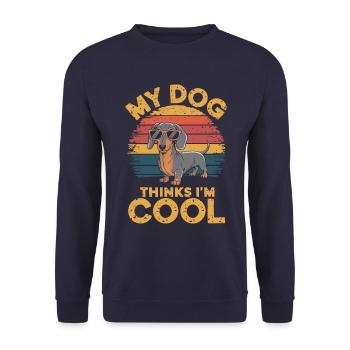 Teckel mon chien pense que je suis cool - Sweat-shirt Unisexe - marine - Devant - Alina (178cm) & Michal (187cm)