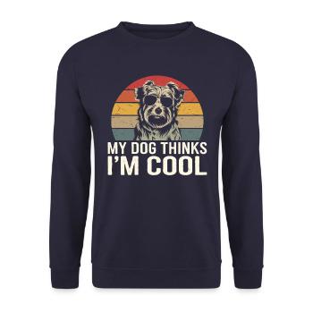 Havanese dog my dog thinks I'm cool - Unisex Sweatshirt - navy - Front - Alina (178cm) & Michal (187cm)