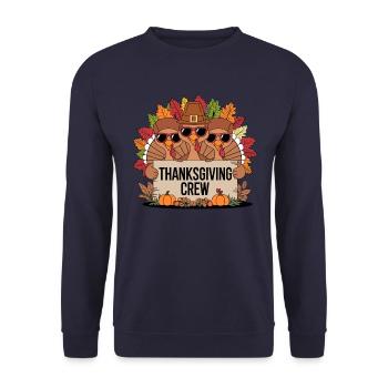 Thanksgiving Crew Funny Turkeys Fall - Unisex Sweatshirt - navy - Front - Alina (178cm) & Michal (187cm)