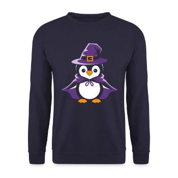 Penguin Halloween Witch Hat and Cloak - Unisex Sweatshirt - navy - Front - Alina (178cm) & Michal (187cm)