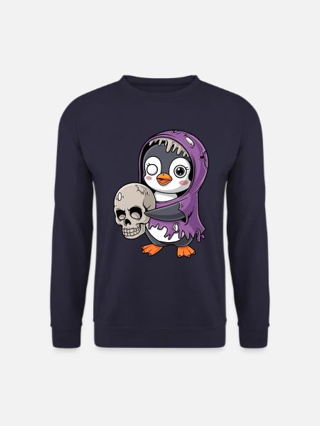 Penguin Zombie Halloween with Skull - Unisex Sweatshirt -