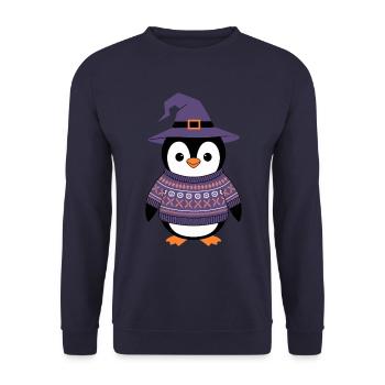 Pingouin mignon Halloween en costume de sorcière - Sweat-shirt Unisexe - marine - Devant - Alina (178cm) & Michal (187cm)