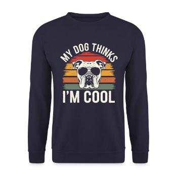 Bulldog my dog thinks I'm cool - Unisex Sweatshirt - navy - Front - Alina (178cm) & Michal (187cm)
