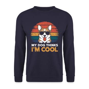 Corgi my dog thinks I'm cool - Unisex Sweatshirt - navy - Front - Alina (178cm) & Michal (187cm)