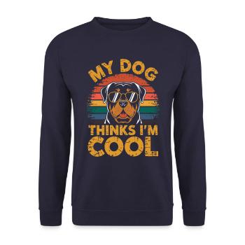 Rottweiler My dog thinks I'm cool - Unisex Sweatshirt - navy - Front - Alina (178cm) & Michal (187cm)