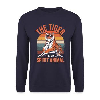 The Tiger Is My Power Animal Retro Style - Unisex Sweatshirt - navy - Front - Alina (178cm) & Michal (187cm)