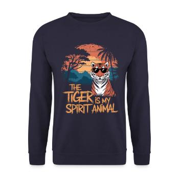 The tiger is my spirit animal Nature - Unisex Sweatshirt - navy - Front - Alina (178cm) & Michal (187cm)