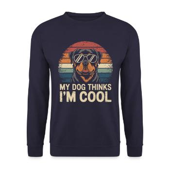 Rottweiler My dog thinks I'm cool - Unisex Sweatshirt - navy - Front - Alina (178cm) & Michal (187cm)