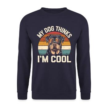 Rottweiler My dog thinks I'm cool - Unisex Sweatshirt - navy - Front - Alina (178cm) & Michal (187cm)