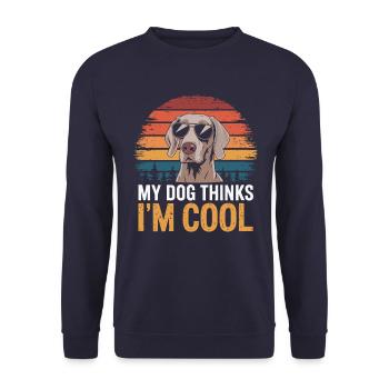 Weimaraner My dog thinks I'm cool - Unisex Sweatshirt - navy - Front - Alina (178cm) & Michal (187cm)