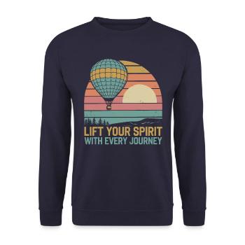 Hot Air Balloon Inspirational Message - Lift Your - Unisex Sweatshirt - navy - Front - Alina (178cm) & Michal (187cm)
