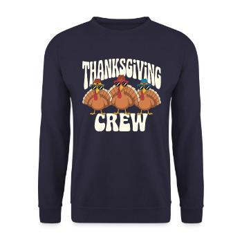 Thanksgiving crew turkeys with sunglasses and - Unisex Sweatshirt - navy - Front - Alina (178cm) & Michal (187cm)