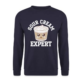 Sour Cream Expert Lustige Illustration - Unisex Pullover - Navy - Vorne - Alina (178cm) & Michal (187cm)