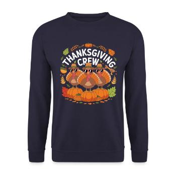 Thanksgiving Crew Funny Turkeys With - Unisex Sweatshirt - navy - Front - Alina (178cm) & Michal (187cm)