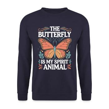 Schmetterling Le papillon est mon animal spirituel - Sweat-shirt Unisexe - marine - Devant - Alina (178cm) & Michal (187cm)