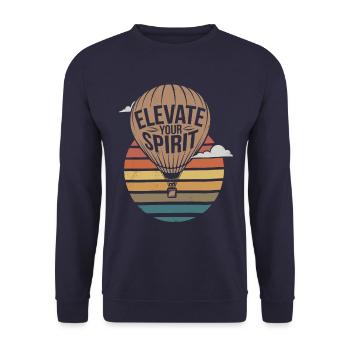 Heißluftballon Inspiration Zitat - Elevate Your - Unisex Pullover - Navy - Vorne - Alina (178cm) & Michal (187cm)