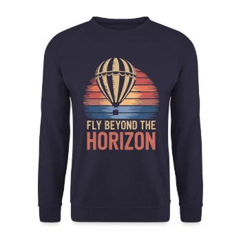 Citation d’inspiration de montgolfière Fly Beyond - Sweat-shirt Unisexe - marine - Devant - Alina (178cm) & Michal (187cm)