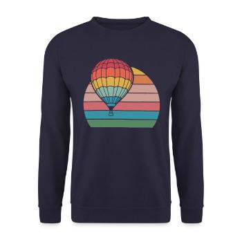 Heißluftballon Retro Sonnenuntergang - Unisex Pullover - Navy - Vorne - Alina (178cm) & Michal (187cm)