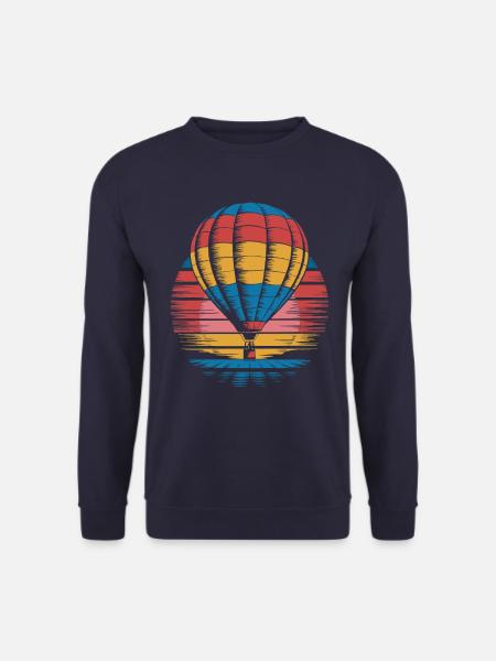 Heißluftballon Retro Sonnenuntergang Vintage - Unisex Pullover - Navy