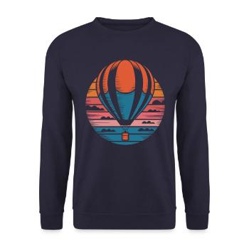 Montgolfière dans le ciel du coucher de soleil - Sweat-shirt Unisexe - marine - Devant - Alina (178cm) & Michal (187cm)