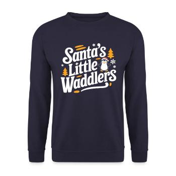 Santast Kleine Watscheler Pinguin Weihnachten - Unisex Pullover - Navy - Vorne - Alina (178cm) & Michal (187cm)