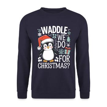 Le dandinement de Noël des pingouins que nous faisons pour Noël ? - Sweat-shirt Unisexe - marine - Devant - Alina (178cm) & Michal (187cm)