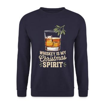 Whiskey Ist Mein Weihnachtlicher Geist - Unisex Pullover - Navy - Vorne - Alina (178cm) & Michal (187cm)